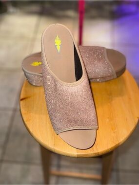 Volatile Women's Sparkle Open-Toe Slide Sandals in Rose Gold